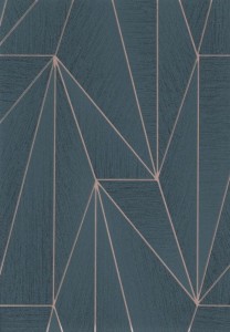 Tapeta GEOMETRIA 3D TRÓJKĄTY turkusowe z miedzią