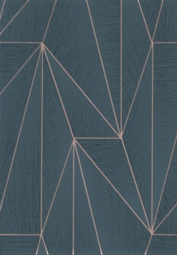Tapeta GEOMETRIA 3D TRÓJKĄTY turkusowe z miedzią
