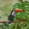 Cerata zielona LIŚCIE i PTAKI jak obrus TEKSTYLNY