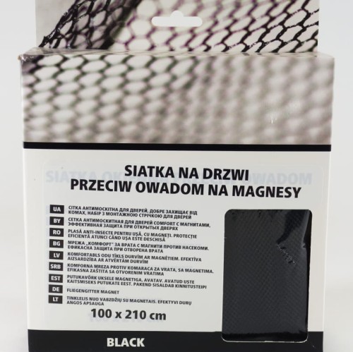 Siatka p/owadom na drzwi czarna 210x100 + magnesy