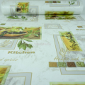 Tapeta do kuchni zielone żółte OLIWKI karafki z oliwą winylowa do mycia