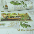 Tapeta do kuchni zielone żółte OLIWKI karafki z oliwą winylowa do mycia