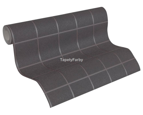 Tapeta kafelka grafitowa srebrne fugi zmywalna Flizelina