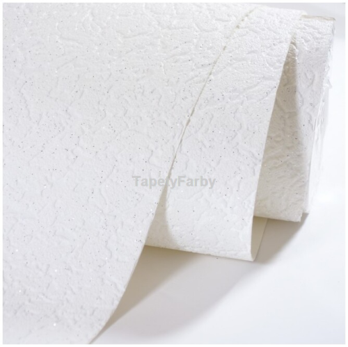 Tapeta BIAŁA Z BROKATEM GRUBA jak TYNK flizelina