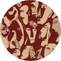 Tapeta Koło Faces Burgundy