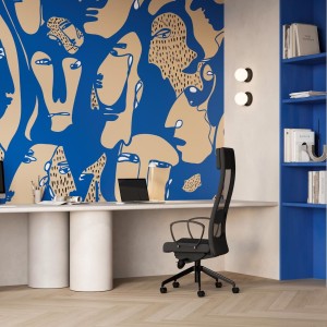Faces Cobalt- Tapeta w standaryzowanych rolkach
