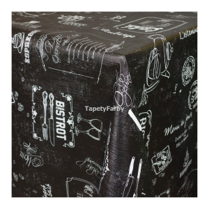 Cerata OBRUS CZARNY NAPISY jak kredą BISTRO prod polskiej na metry