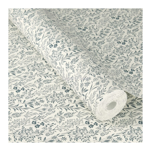 Tapeta TRAWKI niebieskie KWIATKI drobna łąka struktura płótna