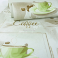 Tapeta kuchenna ZIELONE FILIŻANKI kawa napisy winylowa do mycia
