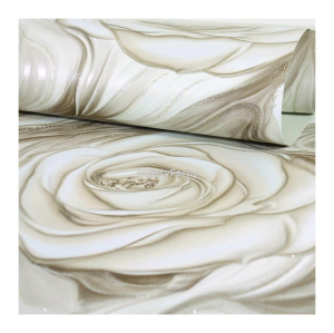 Tapeta fantazyjny wzór BRĄZOWE RÓŻE IMPRESJA złoty brokat zmywalna winylowa