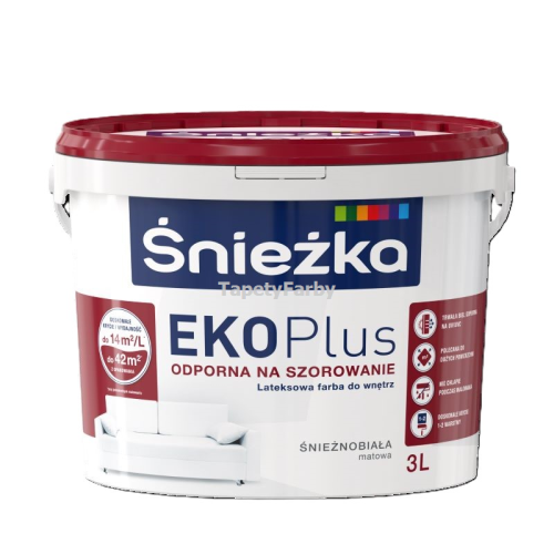 Farba lateksowa Śnieżka Eko Plus 3l emulsja wewnętrzna biała matowa do szorowania na mokro
