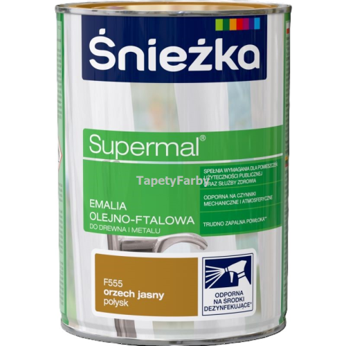 Emalia olejno-ftalowa jasny orzech połysk Supermal do drewna metalu Śnieżka 0,8l