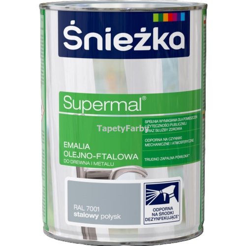 Emalia olejno-ftalowa stalowy połysk Supermal do drewna metalu Śnieżka 0,8l