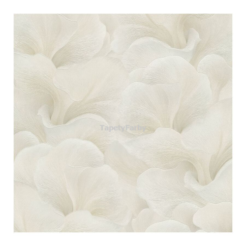 Tapeta KWIATY LIŚCIE jasna beżowa IMPRESJA efekt 3D flizelina do mycia