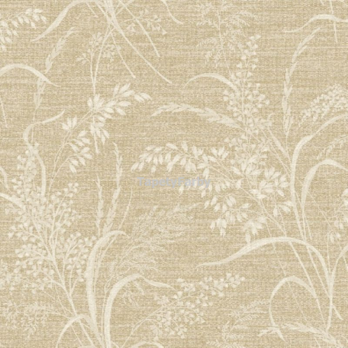 Tapeta drobne listki POLNE ZIOŁA struktura lnu beżowa boho na flizelinie