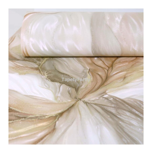 Tapeta IMPRESJA jak gnieciony materiał brązowa beżowa Flizelina do mycia