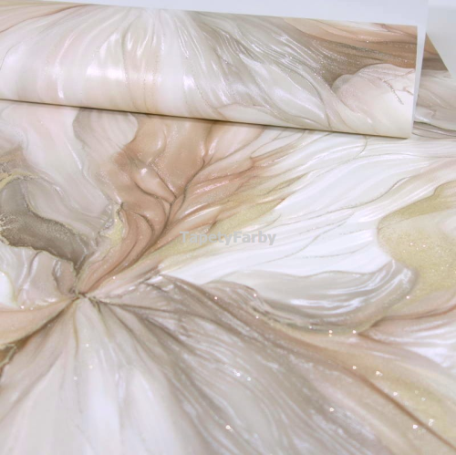 Tapeta IMPRESJA jak gnieciony materiał brązowa beżowa Flizelina do mycia