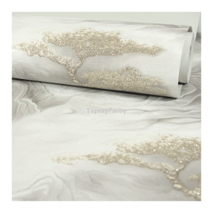 Tapeta DRZEWO drzewka w szarych górach efekt 3D złoty brokat zmywalna winyl