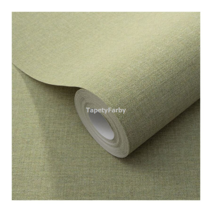 Tapeta jak OLIWKOWY WOREK zielony struktura lnu zmywalna na flizelinie
