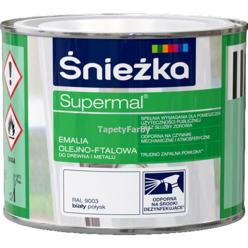 Emalia olejno-ftalowa biały połysk Supermal do drewna metalu Śnieżka 0,2l