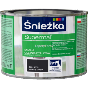 Emalia olejno-ftalowa czarny połysk Supermal do drewna metalu Śnieżka 0,4l