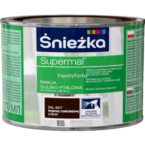 Emalia olejno-ftalowa czekoladowy połysk Supermal do drewna metalu Śnieżka 0,4l