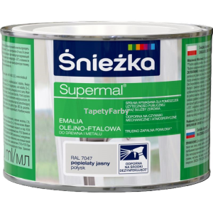 Emalia olejno-ftal. j.popiel. połysk Supermal do drewna metalu Śnieżka 0,4l