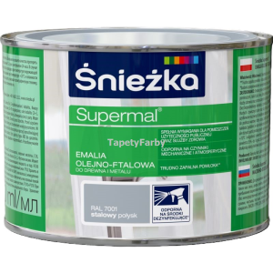 Emalia olejno-ftalowa stalowy połysk Supermal do drewna metalu Śnieżka 0,4l