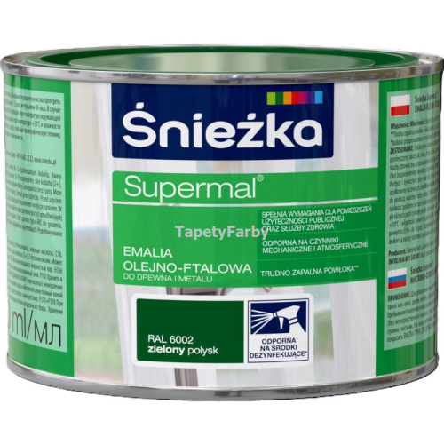 Emalia olejno-ftalowa zielony połysk Supermal do drewna metalu Śnieżka 0,4l