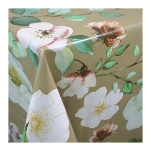 Cerata na wiosnę DUŻE KWIATY beżowe tło na metry 140x10cm