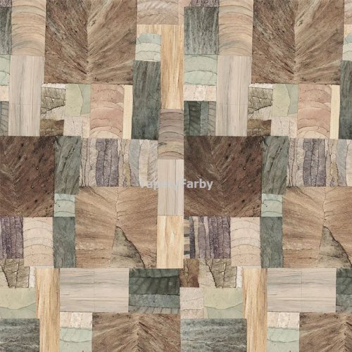 Tapeta Kostki drzewa PACHTWORK Mural szer.1,59 wys.2,7 m