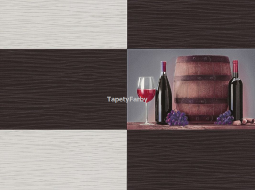 Tapeta do kuchni baru kafelki czarne czerwone wino winylowa do mycia