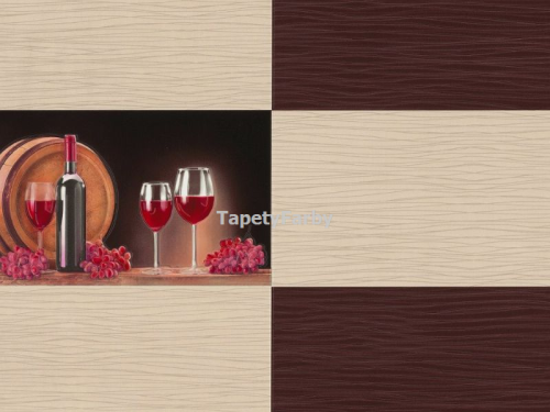 Tapeta do kuchni baru kafelki brązowe czerwone wino winylowa do mycia
