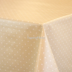 Cerata OBRUS BEŻOWY GROSZKI BIAŁE prod. POLSKA